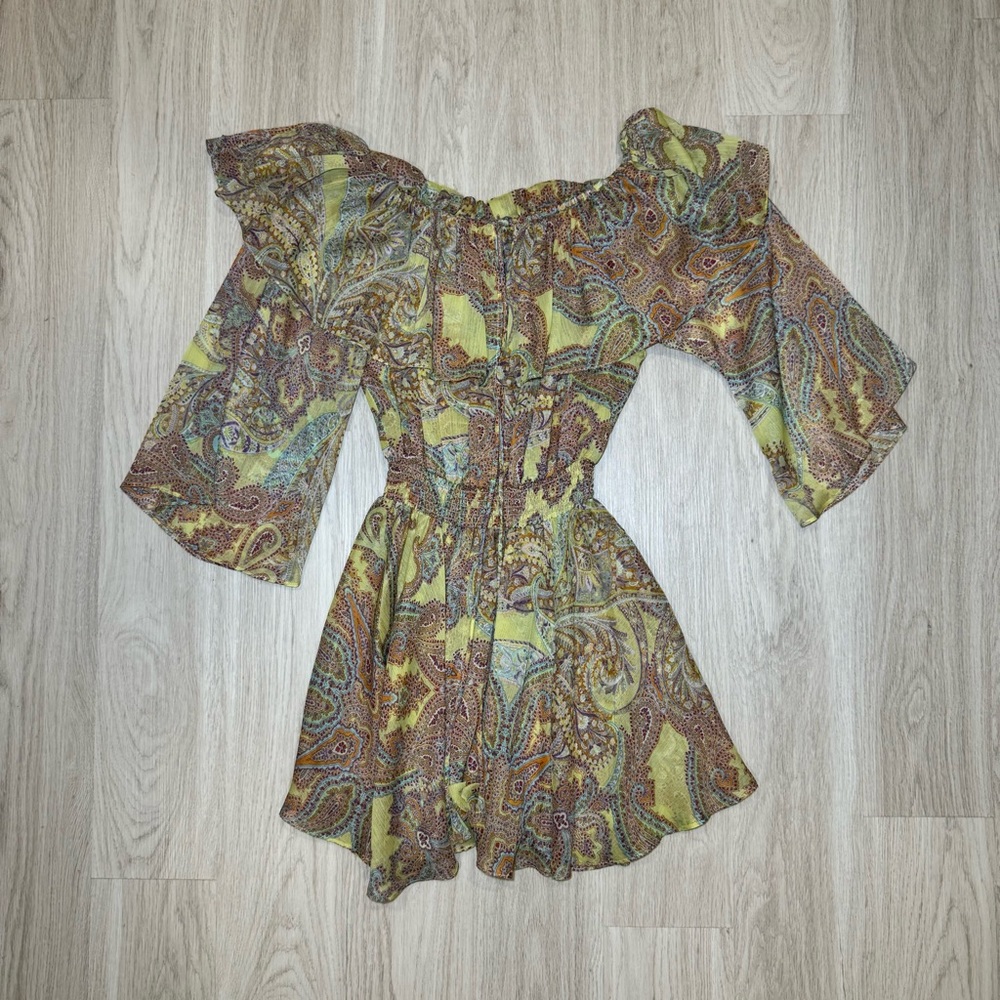 💛MISA Los Angeles💛Pamela Paisley Off Shoulder Long Sleeve Mini Dress - Picture 5 of 16